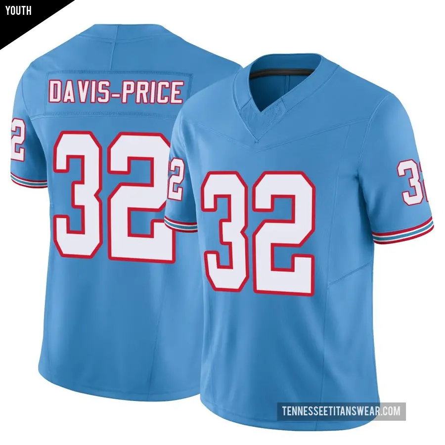 Youth Tennessee Titans ＃32 Tyrion Davis-Price Light Blue Limited Vapor F.U.S.E. Jersey