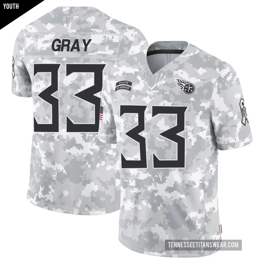 Youth Tennessee Titans ＃33 Cedric Gray Arctic Camo Limited 2024 Salute to Service Jersey