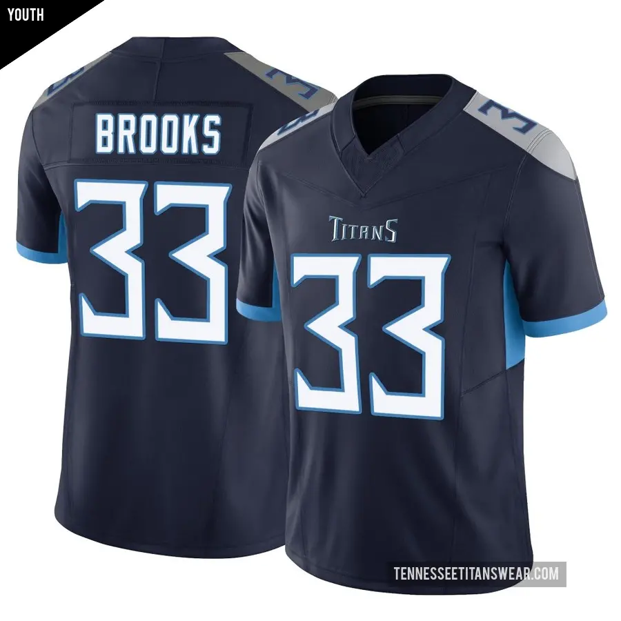 Youth Tennessee Titans ＃33 Kendell Brooks Navy Limited Vapor F.U.S.E. Jersey