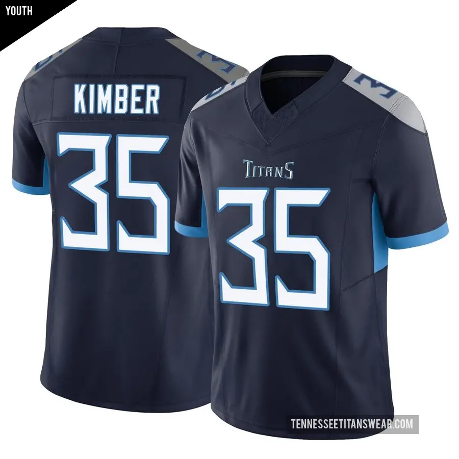 Youth Tennessee Titans ＃35 Jalen Kimber Navy Limited Vapor F.U.S.E. Jersey