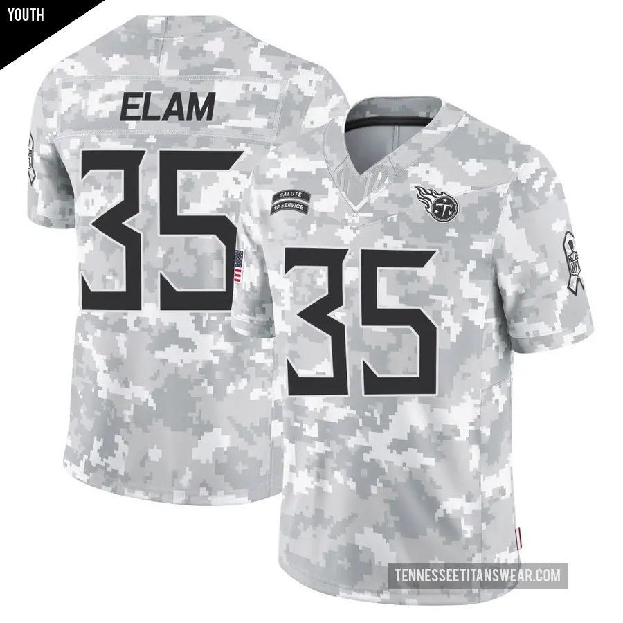 Youth Tennessee Titans ＃35 Kaiir Elam Arctic Camo Limited 2024 Salute to Service Jersey