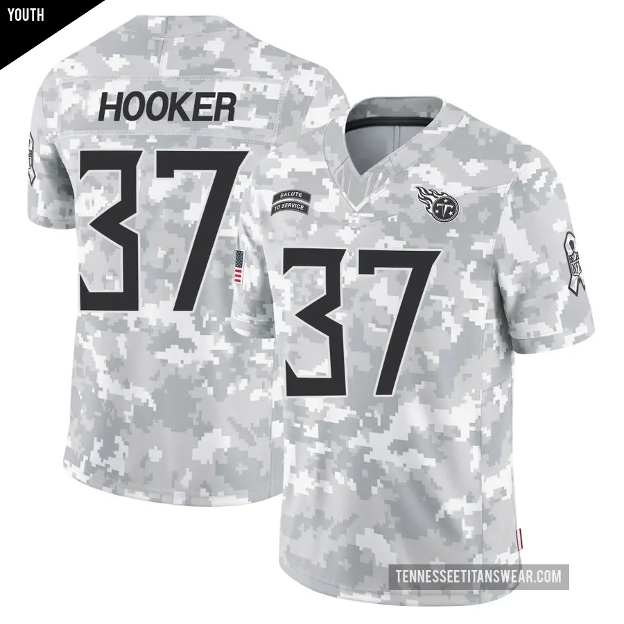Youth Tennessee Titans ＃37 Amani Hooker Arctic Camo Limited 2024 Salute to Service Jersey