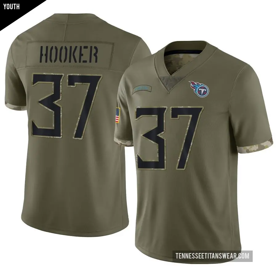 Youth Tennessee Titans ＃37 Amani Hooker Olive Limited 2022 Salute To Service Jersey