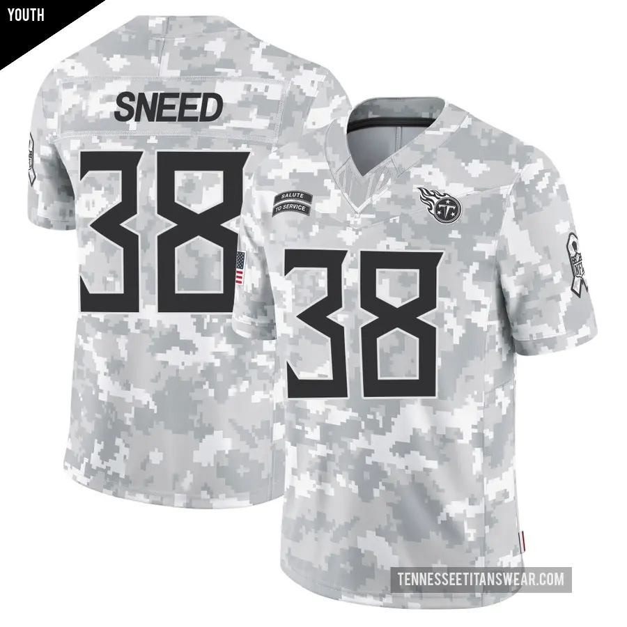 Youth Tennessee Titans ＃38 L'Jarius Sneed Arctic Camo Limited 2024 Salute to Service Jersey
