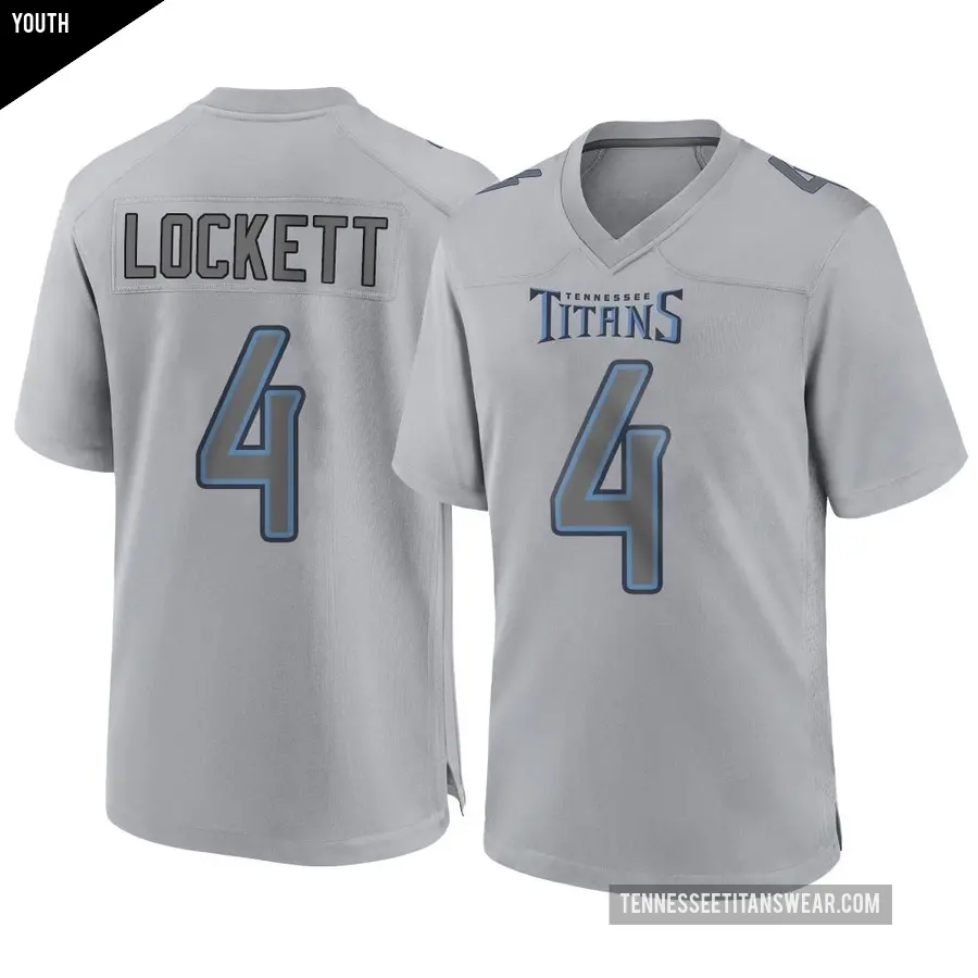 Youth Tennessee Titans ＃4 Tyler Lockett Gray Game Atmosphere Fashion Jersey