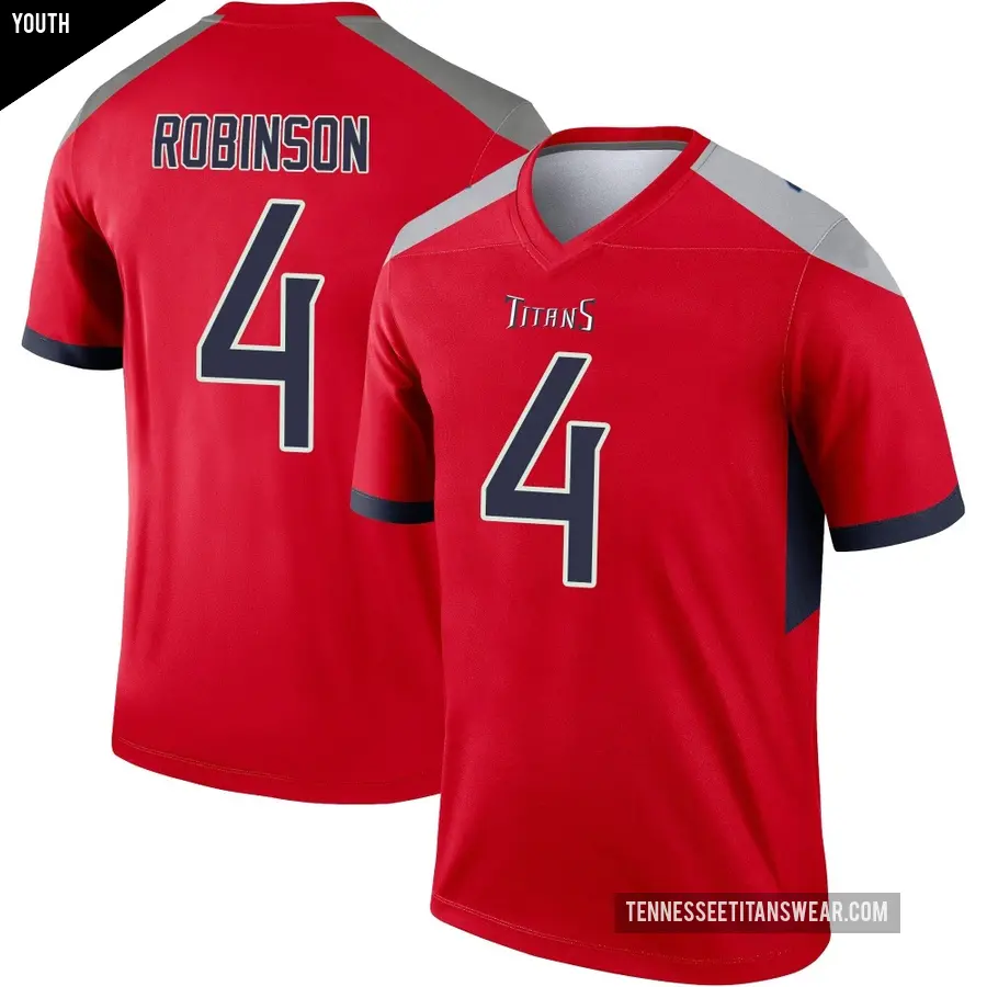 Youth Tennessee Titans ＃4 Wan'Dale Robinson Red Legend Inverted Jersey