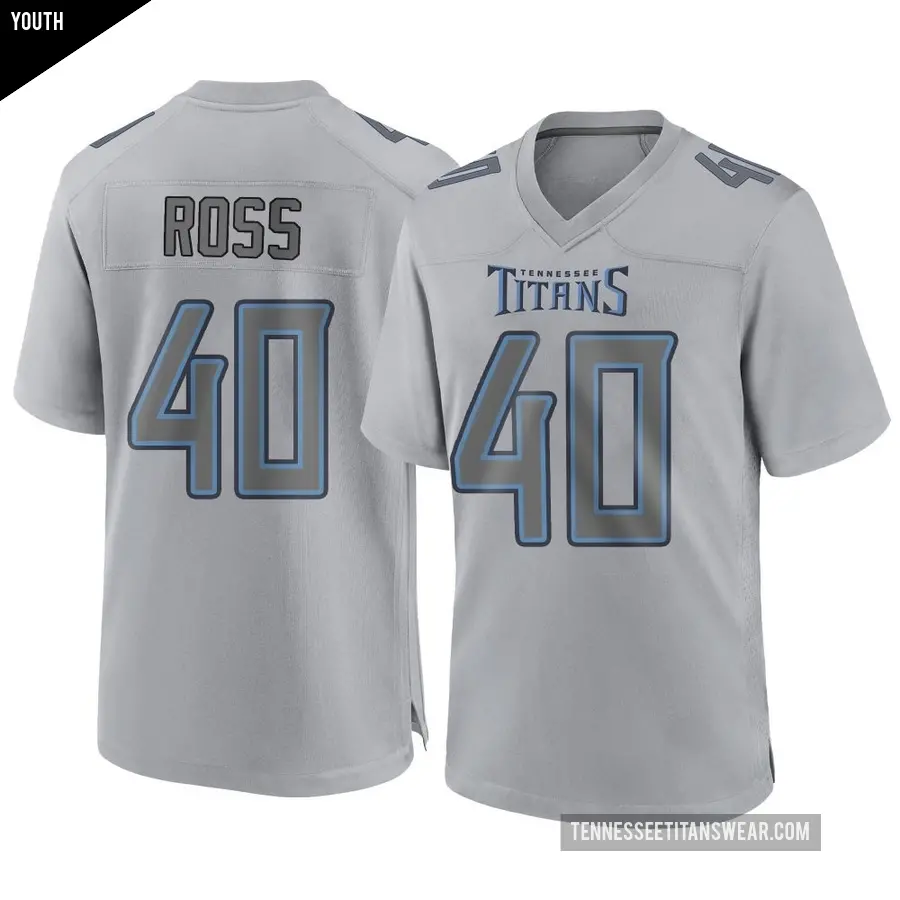 Youth Tennessee Titans ＃40 Davion Ross Gray Game Atmosphere Fashion Jersey