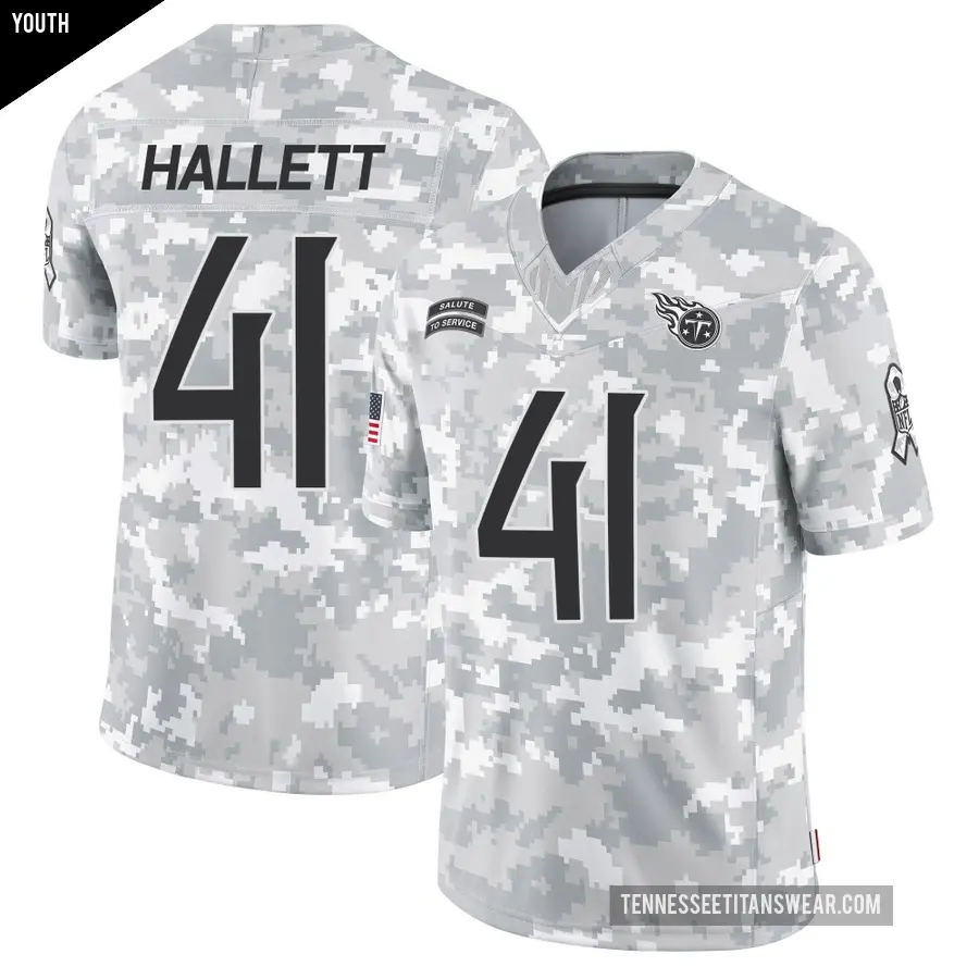 Youth Tennessee Titans ＃41 Erick Hallett Arctic Camo Limited 2024 Salute to Service Jersey