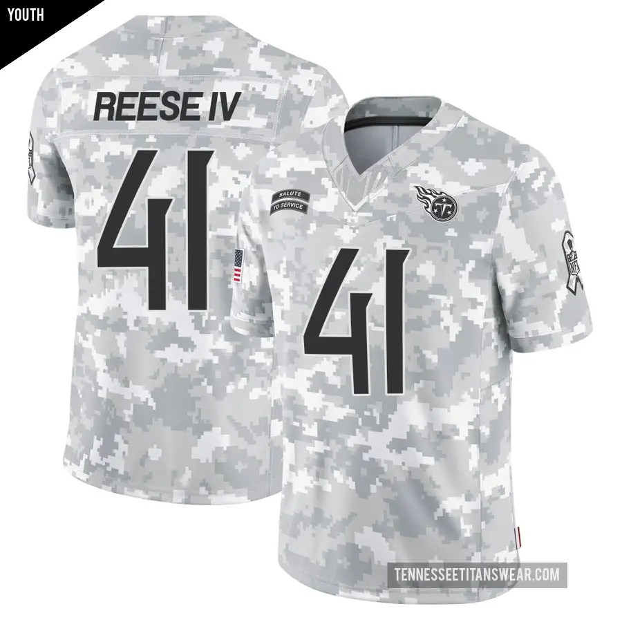 Youth Tennessee Titans ＃41 Otis Reese IV Arctic Camo Limited 2024 Salute to Service Jersey