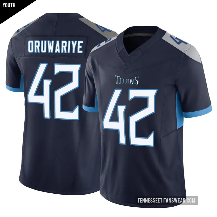 Youth Tennessee Titans ＃42 Amani Oruwariye Navy Limited Vapor F.U.S.E. Jersey