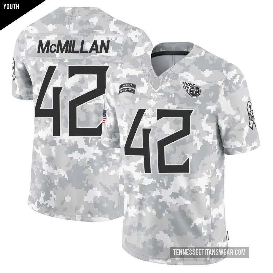 Youth Tennessee Titans ＃42 Raekwon McMillan Arctic Camo Limited 2024 Salute to Service Jersey