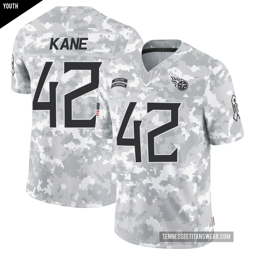 Youth Tennessee Titans ＃42 Sanoussi Kane Arctic Camo Limited 2024 Salute to Service Jersey