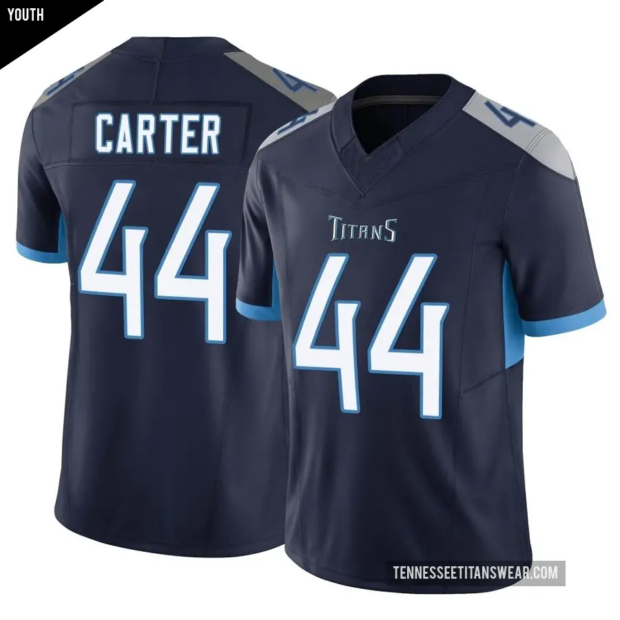 Youth Tennessee Titans ＃44 Tory Carter Navy Limited Vapor F.U.S.E. Jersey