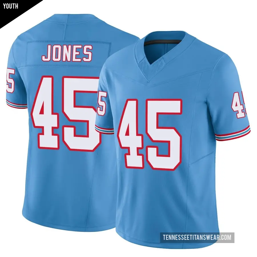 Youth Tennessee Titans ＃45 Dre'Mont Jones Light Blue Limited Vapor F.U.S.E. Jersey