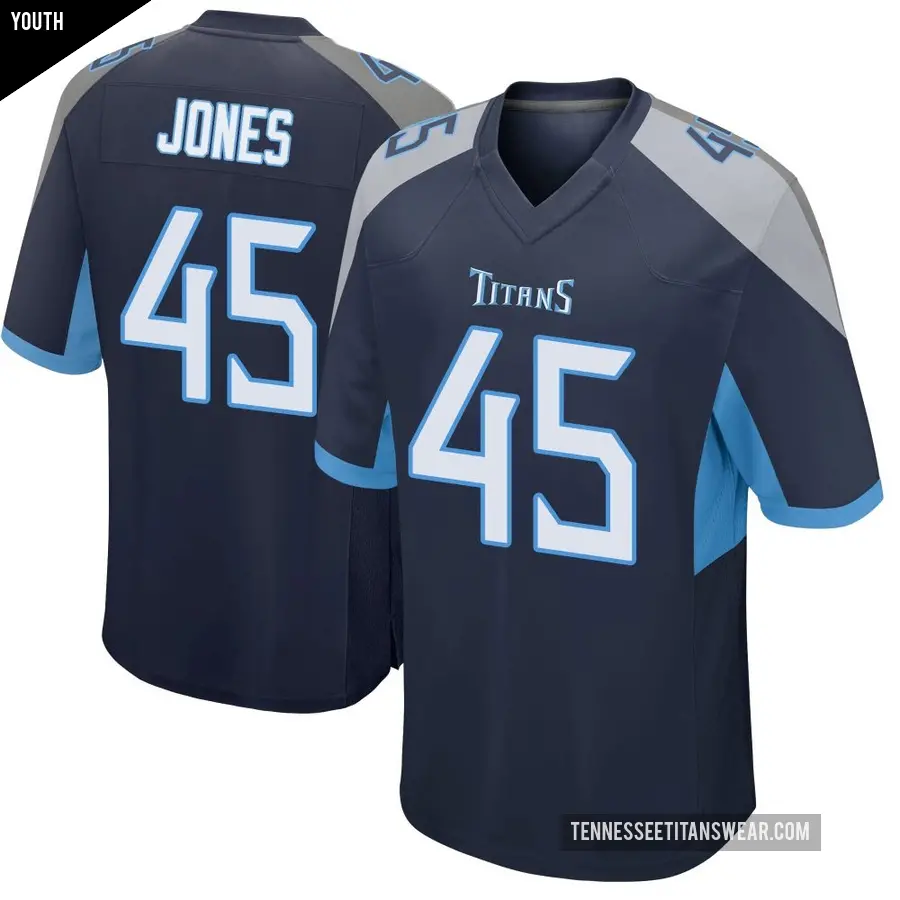 Youth Tennessee Titans ＃45 Dre'Mont Jones Navy Game Jersey