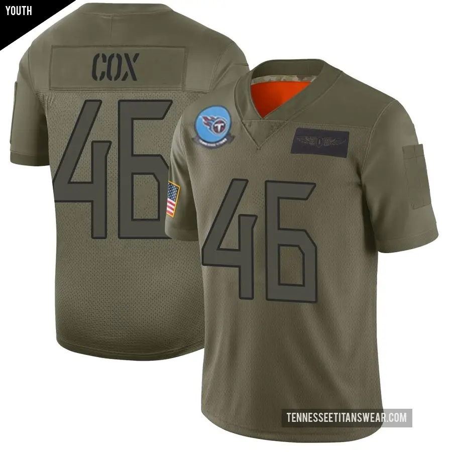 Youth Tennessee Titans ＃46 Morgan Cox Camo Limited 2019 Salute to Service Jersey