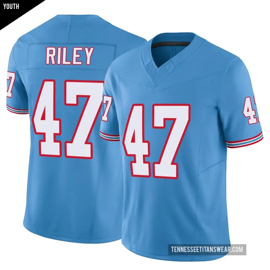 Youth Tennessee Titans ＃47 Cam Riley Light Blue Limited Vapor F.U.S.E. Jersey