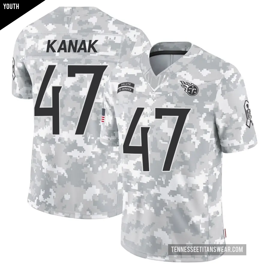 Youth Tennessee Titans ＃47 Jaren Kanak Arctic Camo Limited 2024 Salute to Service Jersey