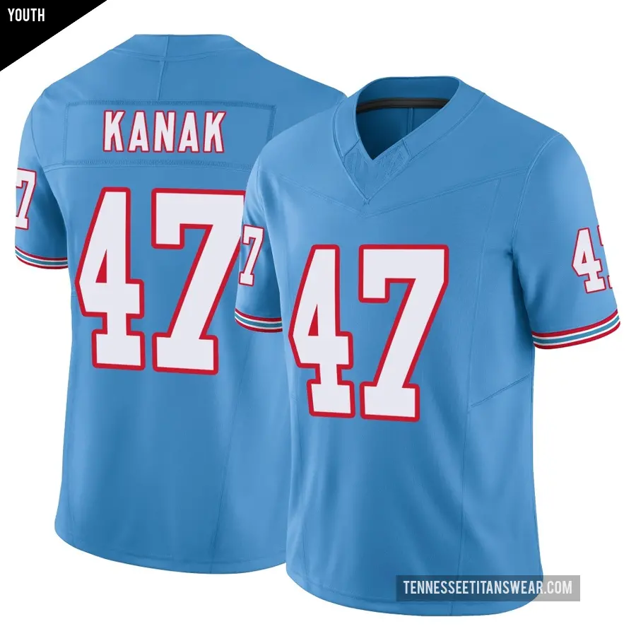 Youth Tennessee Titans ＃47 Jaren Kanak Light Blue Limited Vapor F.U.S.E. Jersey