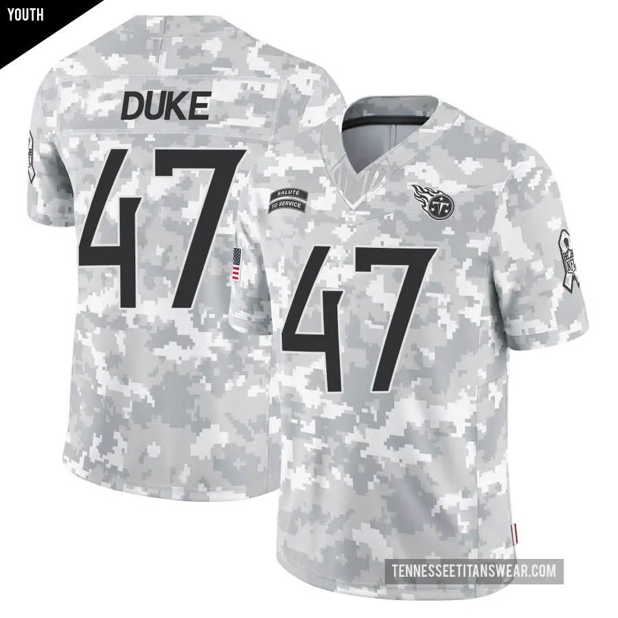 Youth Tennessee Titans ＃47 Khalid Duke Arctic Camo Limited 2024 Salute to Service Jersey