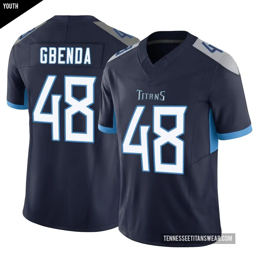 Youth Tennessee Titans ＃48 David Gbenda Navy Limited Vapor F.U.S.E. Jersey