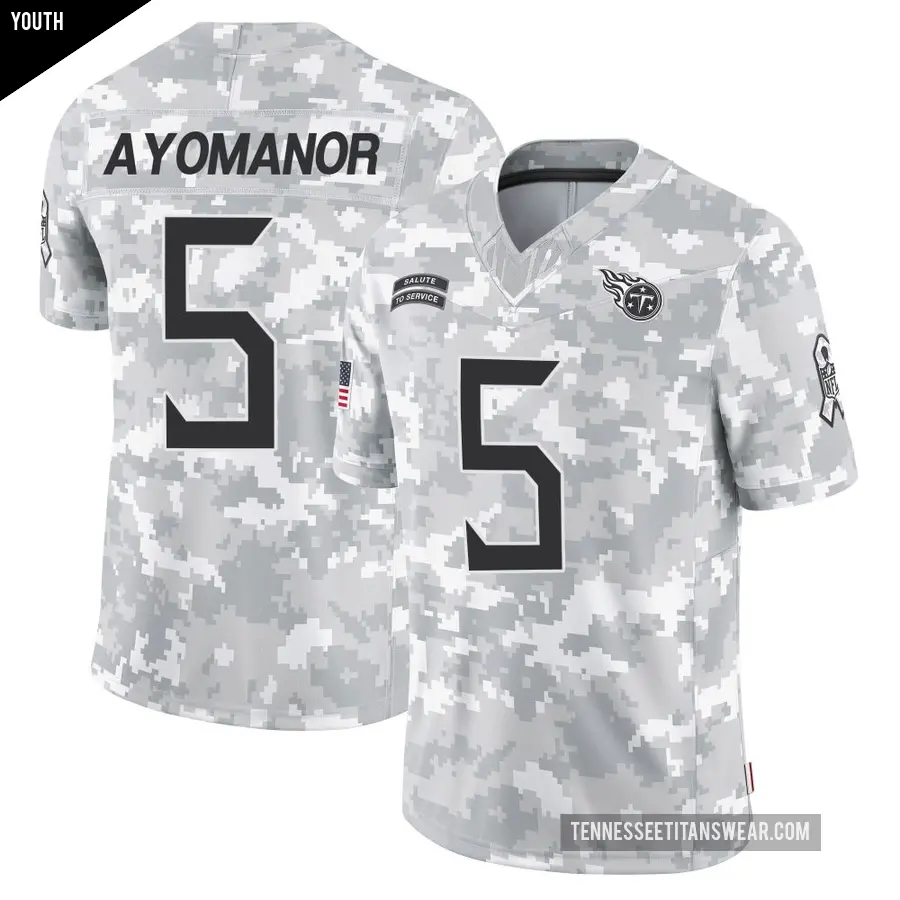Youth Tennessee Titans ＃5 Elic Ayomanor Arctic Camo Limited 2024 Salute to Service Jersey