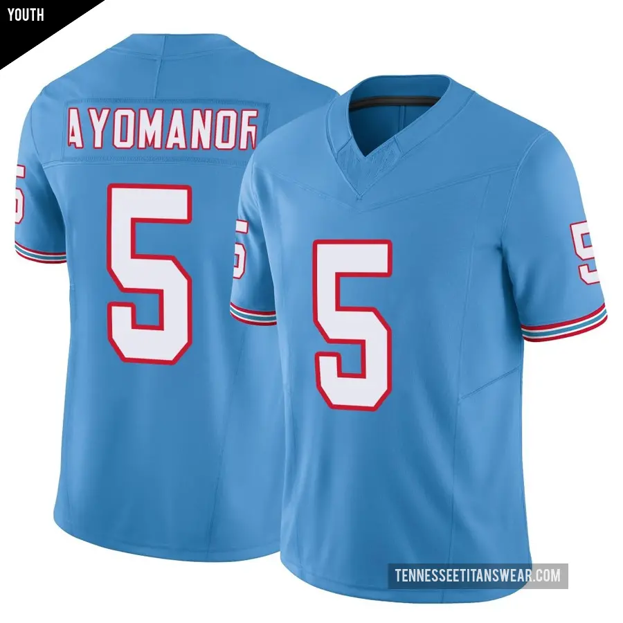 Youth Tennessee Titans ＃5 Elic Ayomanor Light Blue Limited Vapor F.U.S.E. Jersey