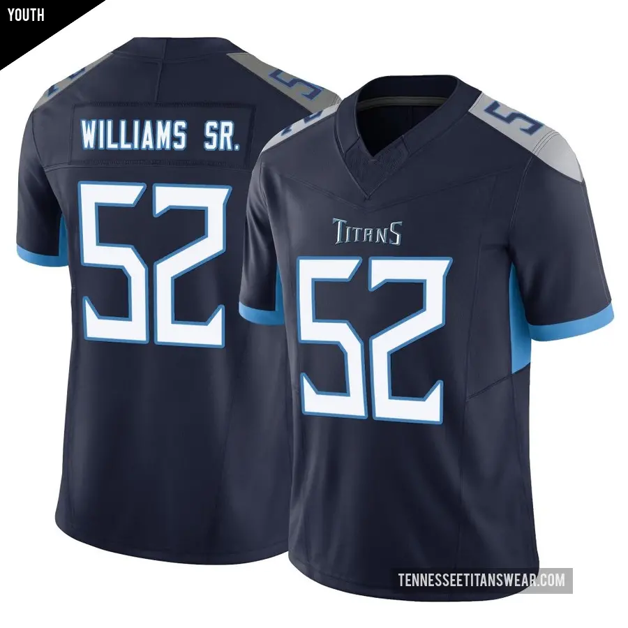 Youth Tennessee Titans ＃52 James Williams Sr. Navy Limited Vapor F.U.S.E. Jersey