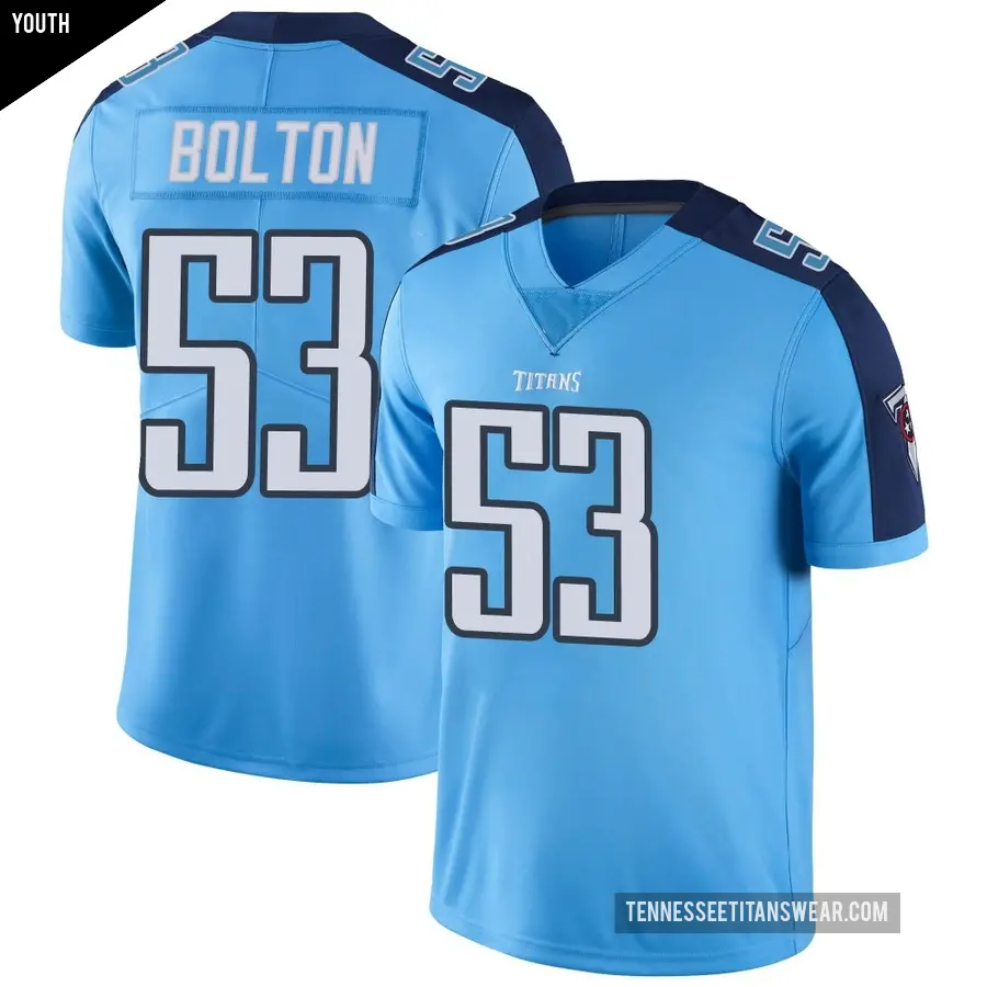 Youth Tennessee Titans ＃53 Curtis Bolton III Light Blue Limited Color Rush Jersey