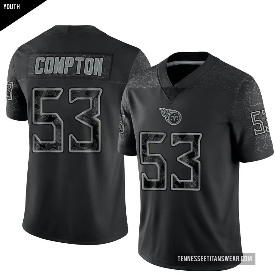 Youth Tennessee Titans ＃53 Will Compton Black Limited Reflective Jersey