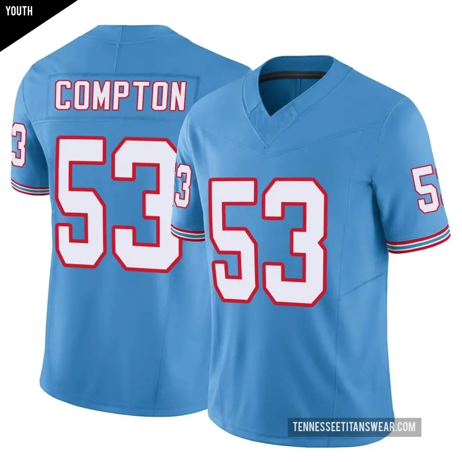Youth Tennessee Titans ＃53 Will Compton Light Blue Limited Vapor F.U.S.E. Jersey