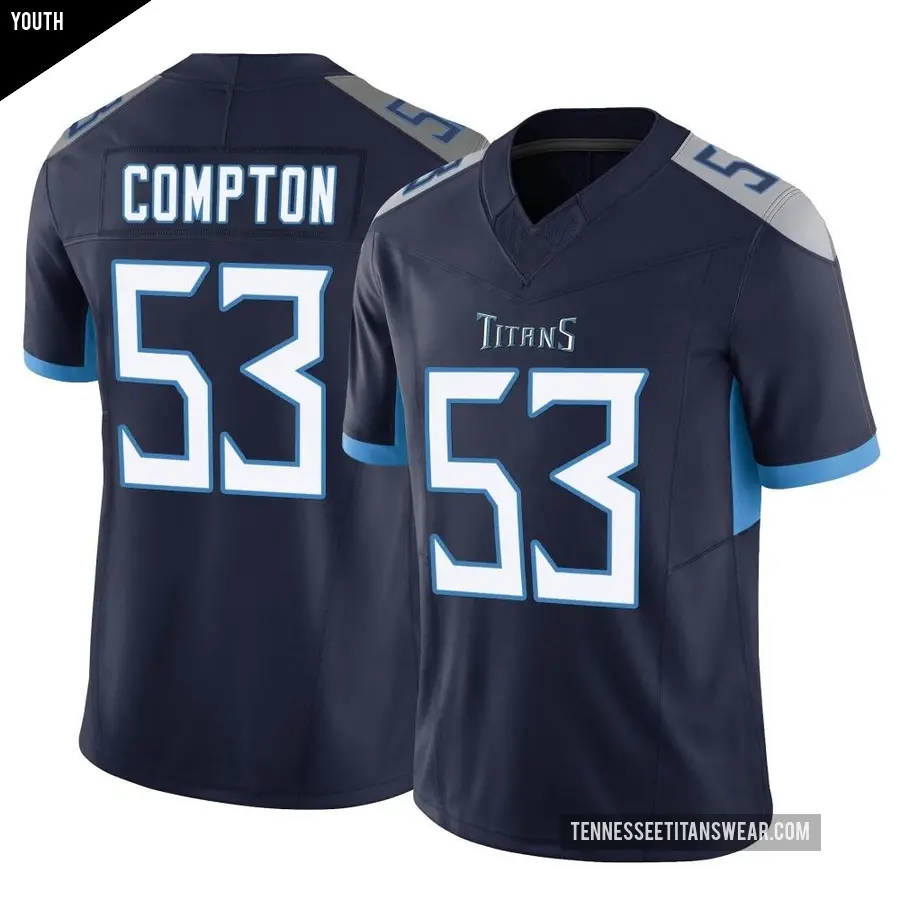 Youth Tennessee Titans ＃53 Will Compton Navy Limited Vapor F.U.S.E. Jersey