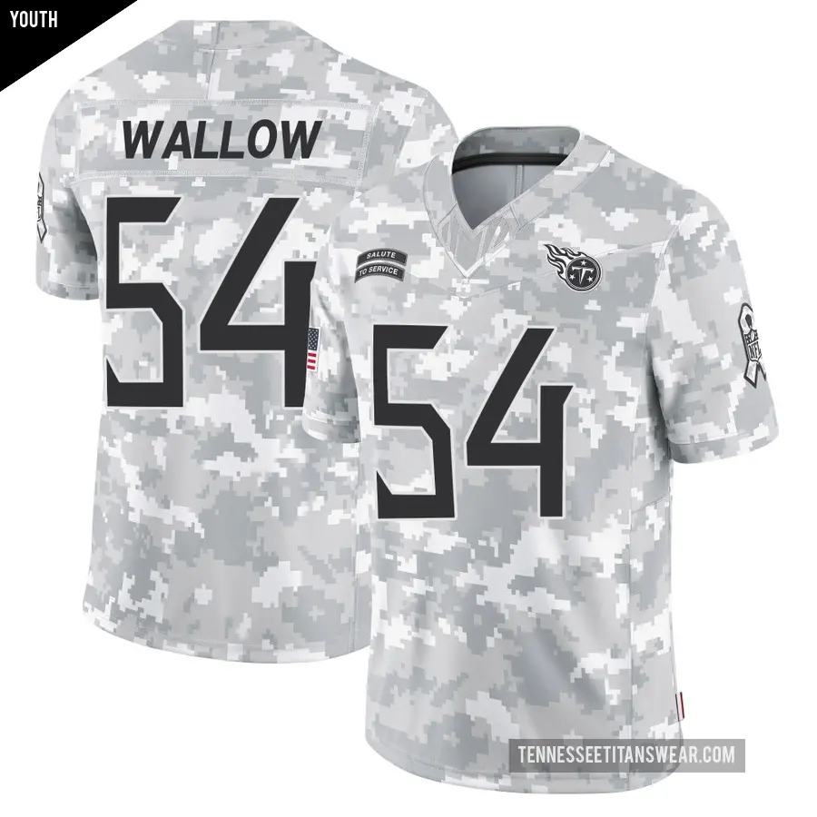 Youth Tennessee Titans ＃54 Garret Wallow Arctic Camo Limited 2024 Salute to Service Jersey