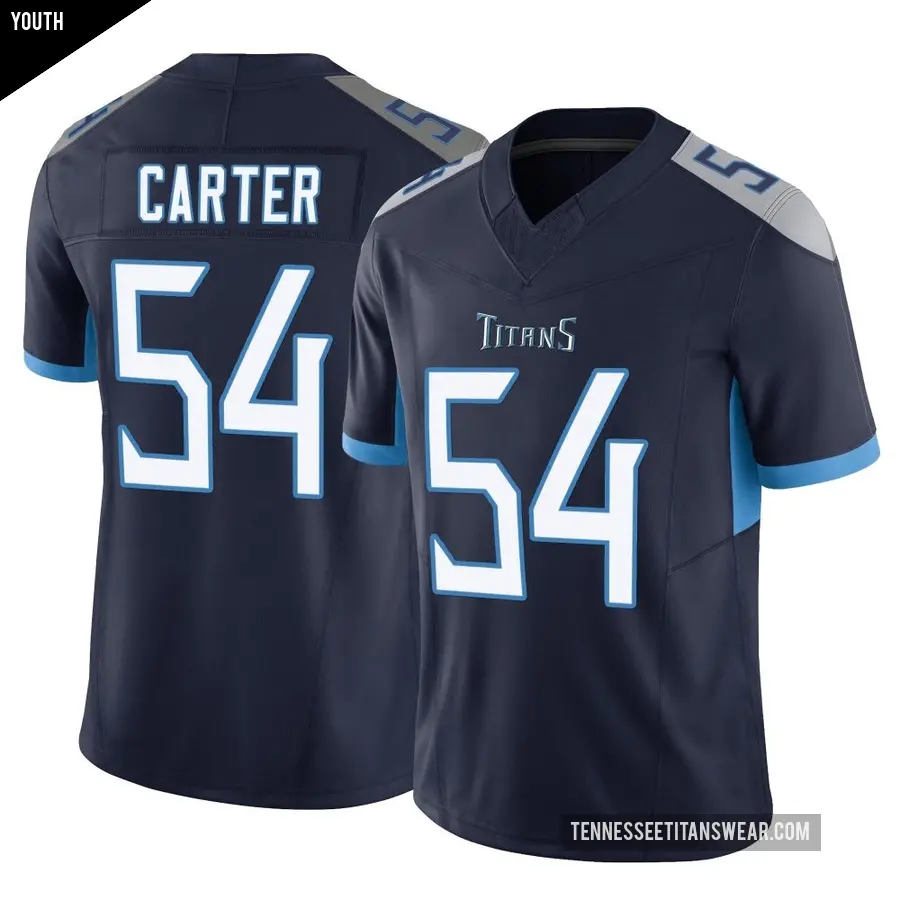 Youth Tennessee Titans ＃54 Lorenzo Carter Navy Limited Vapor F.U.S.E. Jersey