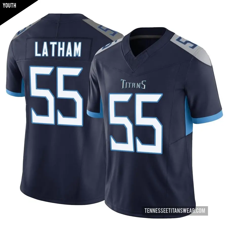 Youth Tennessee Titans ＃55 JC Latham Navy Limited Vapor F.U.S.E. Jersey