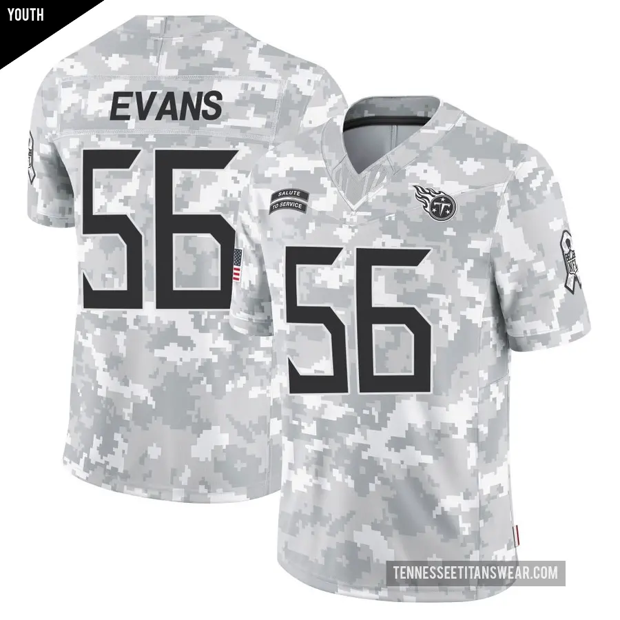 Youth Tennessee Titans ＃56 Desmond Evans Arctic Camo Limited 2024 Salute to Service Jersey