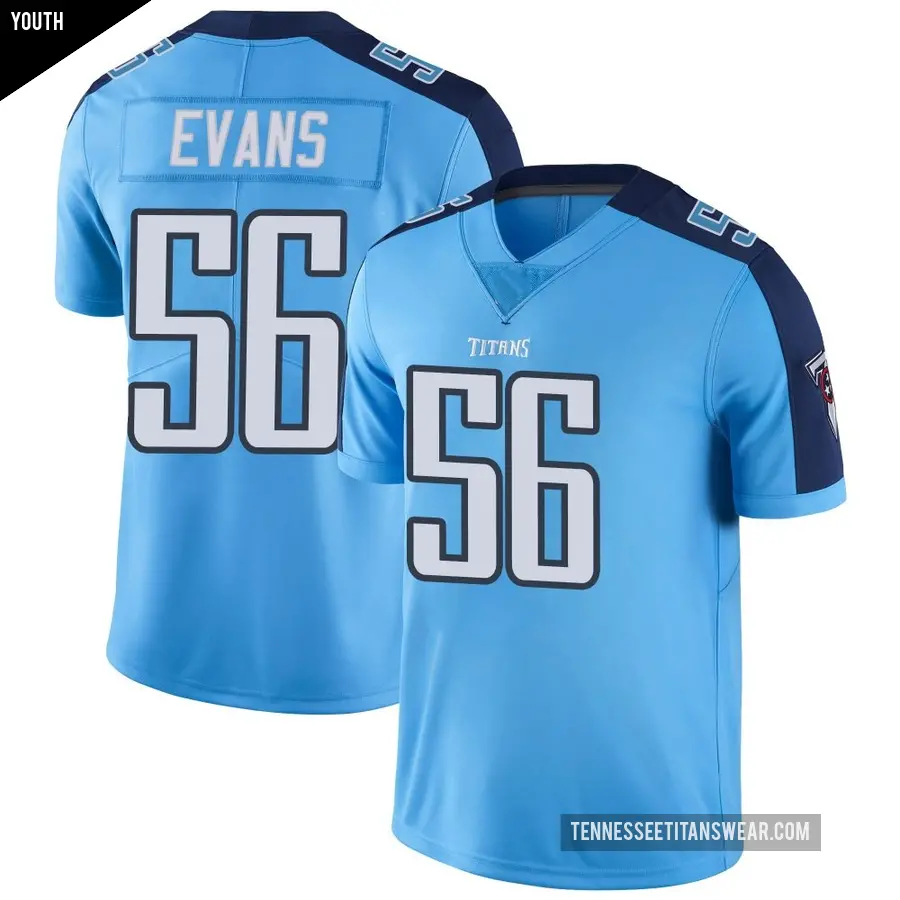 Youth Tennessee Titans ＃56 Desmond Evans Light Blue Limited Color Rush Jersey