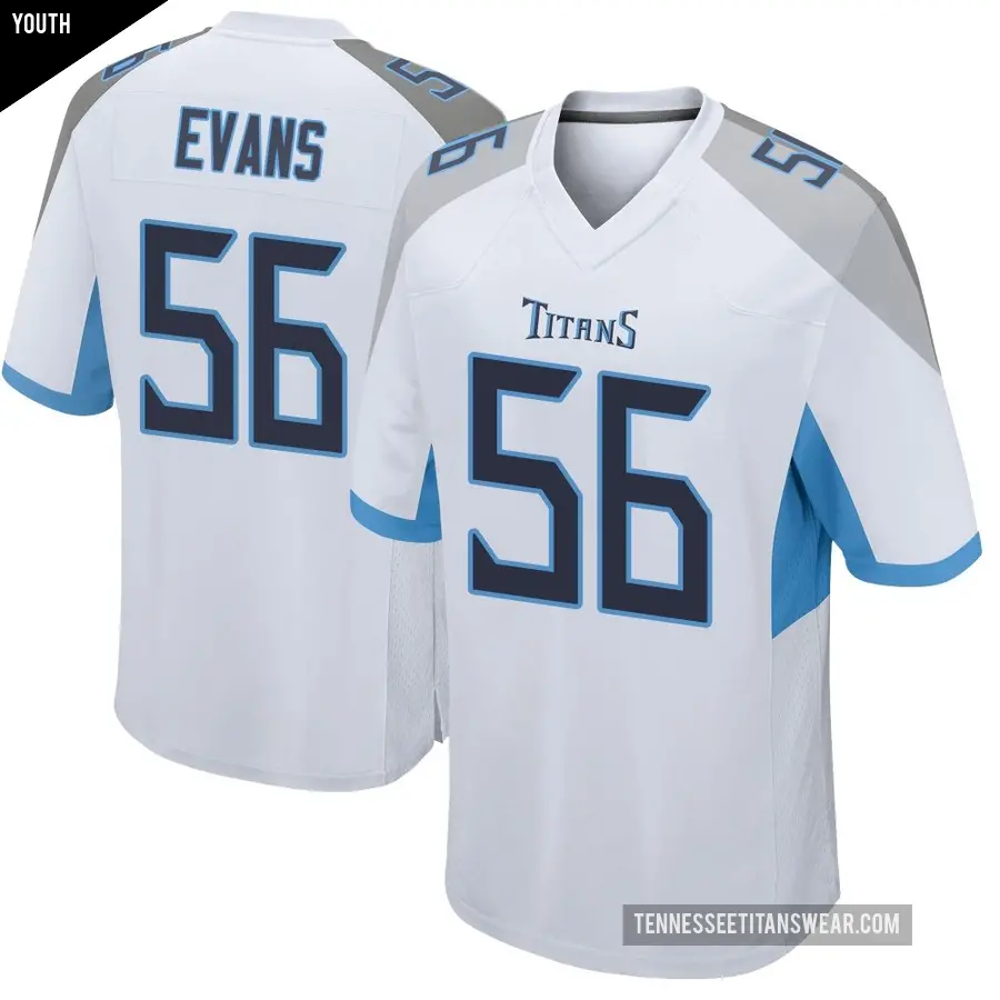 Youth Tennessee Titans ＃56 Desmond Evans White Game Jersey