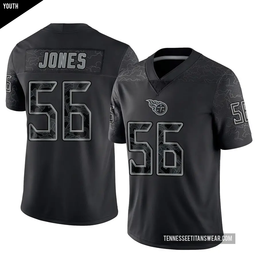 Youth Tennessee Titans ＃56 Truman Jones Black Limited Reflective Jersey