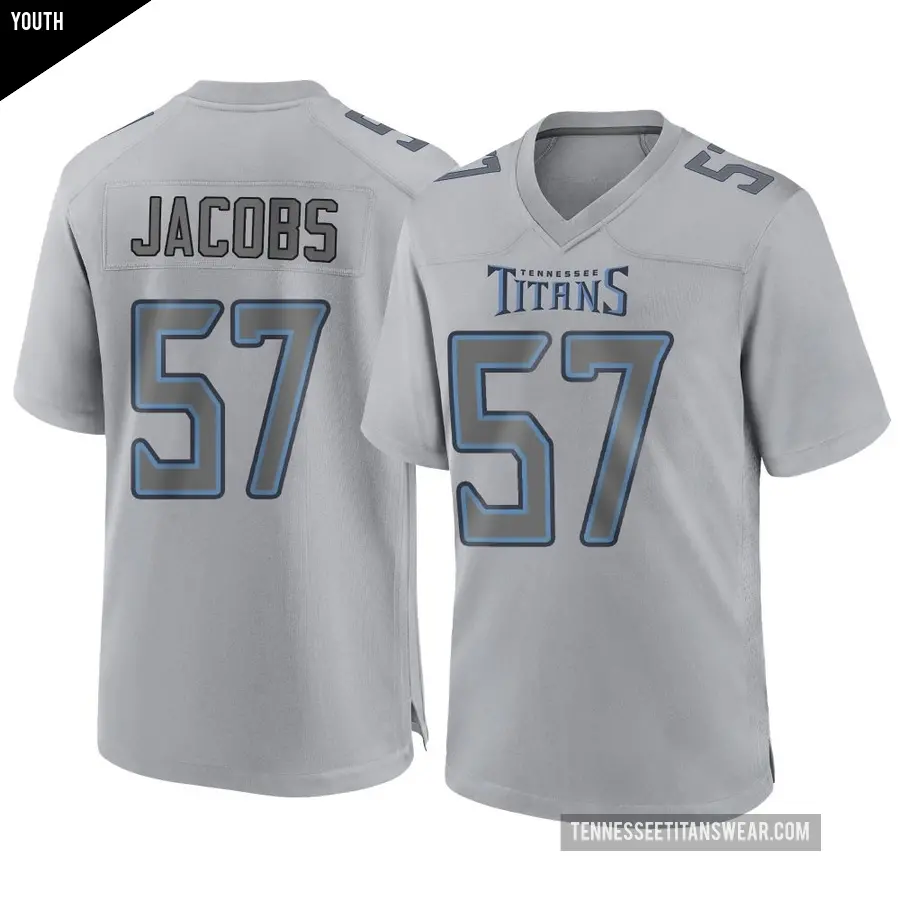 Youth Tennessee Titans ＃57 Curtis Jacobs Gray Game Atmosphere Fashion Jersey