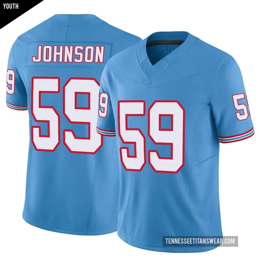 Youth Tennessee Titans ＃59 Kyron Johnson Light Blue Limited Vapor F.U.S.E. Jersey
