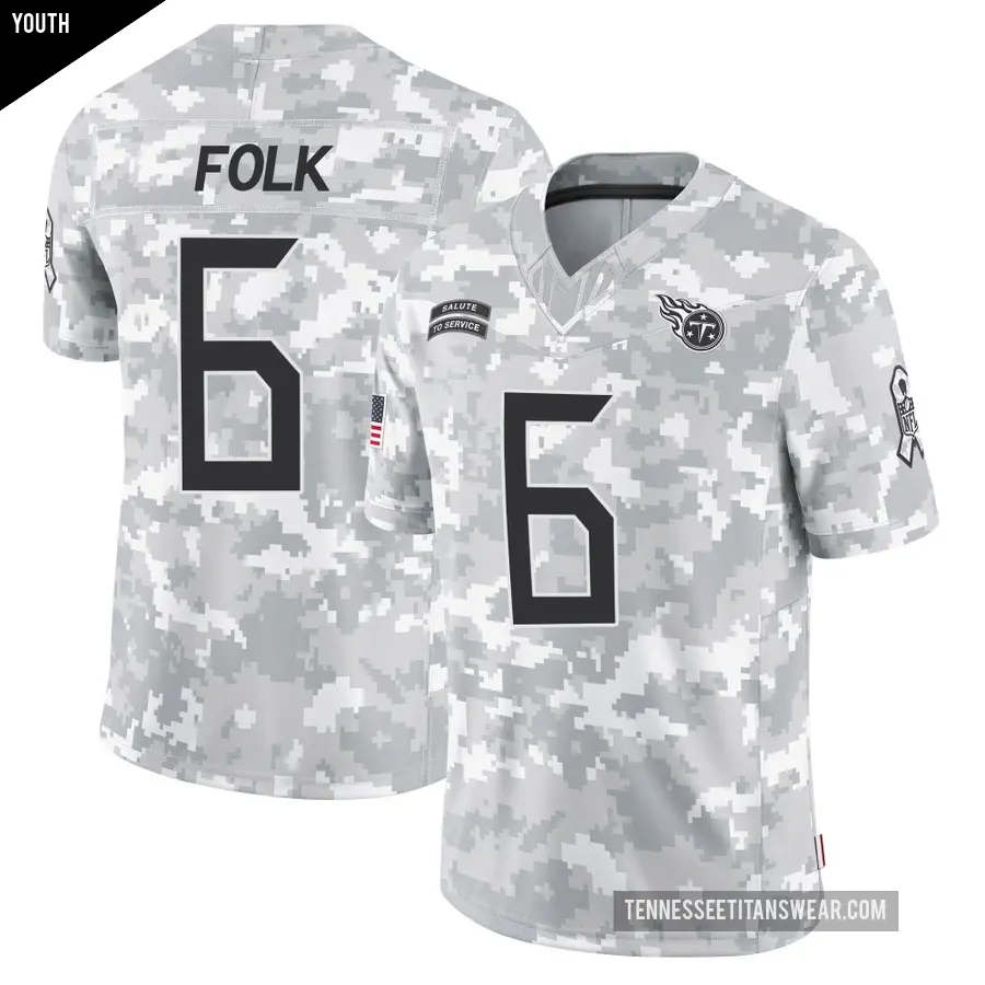 Youth Tennessee Titans ＃6 Nick Folk Arctic Camo Limited 2024 Salute to Service Jersey