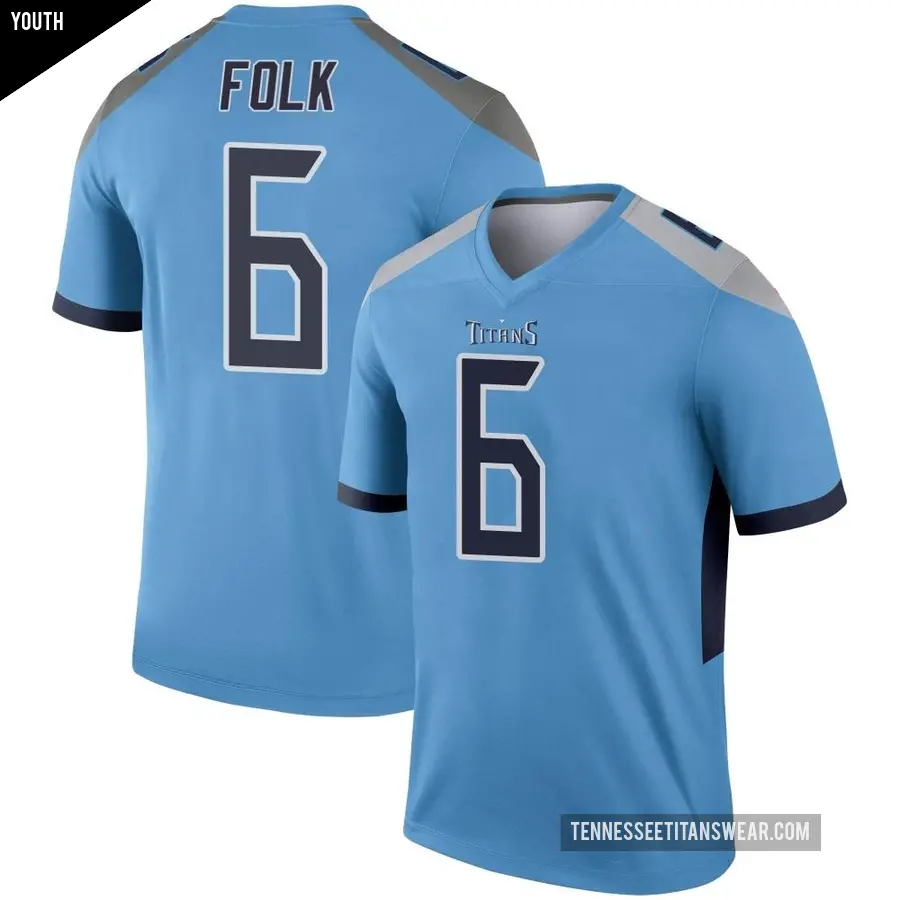 Youth Tennessee Titans ＃6 Nick Folk Light Blue Legend Jersey