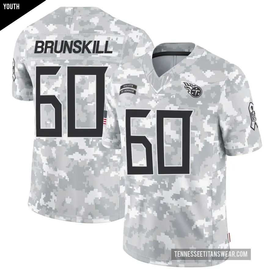 Youth Tennessee Titans ＃60 Daniel Brunskill Arctic Camo Limited 2024 Salute to Service Jersey