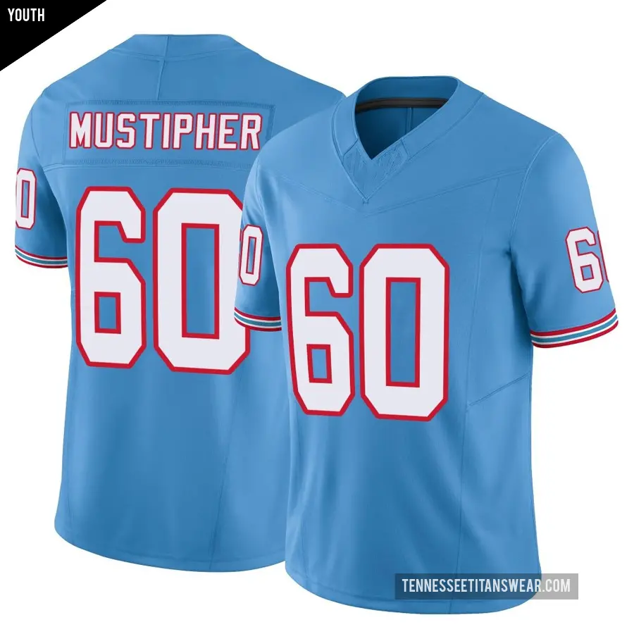 Youth Tennessee Titans ＃60 Sam Mustipher Light Blue Limited Vapor F.U.S.E. Jersey