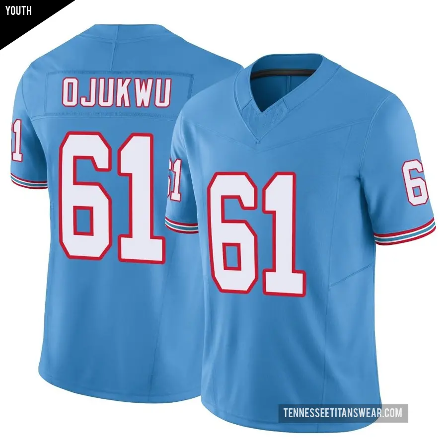 Youth Tennessee Titans ＃61 John Ojukwu Light Blue Limited Vapor F.U.S.E. Jersey