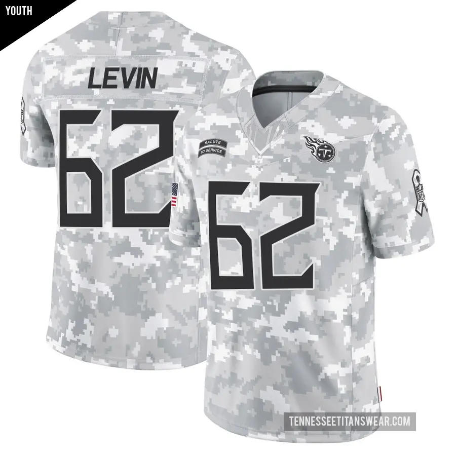 Youth Tennessee Titans ＃62 Corey Levin Arctic Camo Limited 2024 Salute to Service Jersey