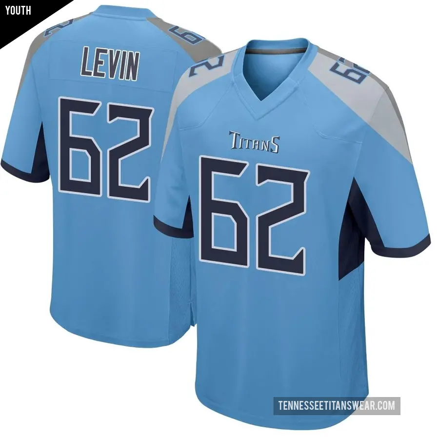 Youth Tennessee Titans ＃62 Corey Levin Light Blue Game Jersey