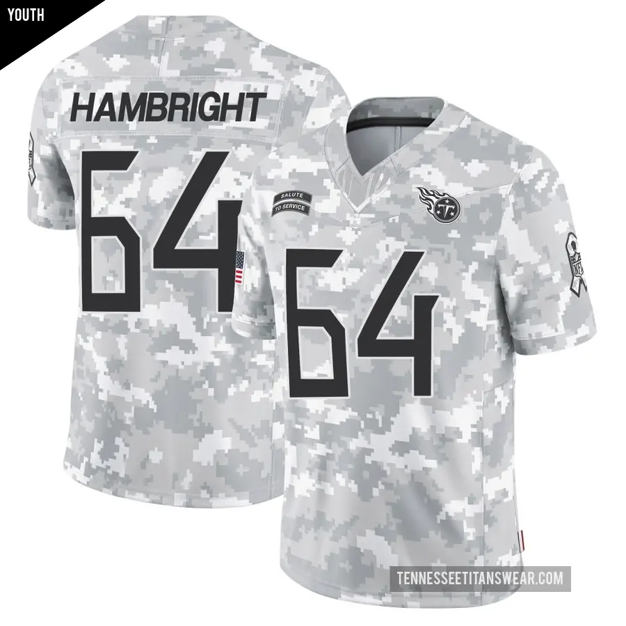 Youth Tennessee Titans ＃64 Arlington Hambright Arctic Camo Limited 2024 Salute to Service Jersey