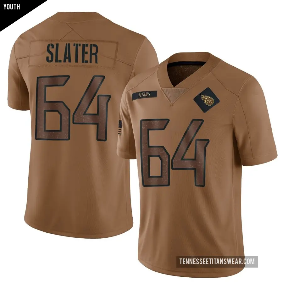 Youth Tennessee Titans ＃64 Jackson Slater Brown Limited 2023 Salute To Service Jersey